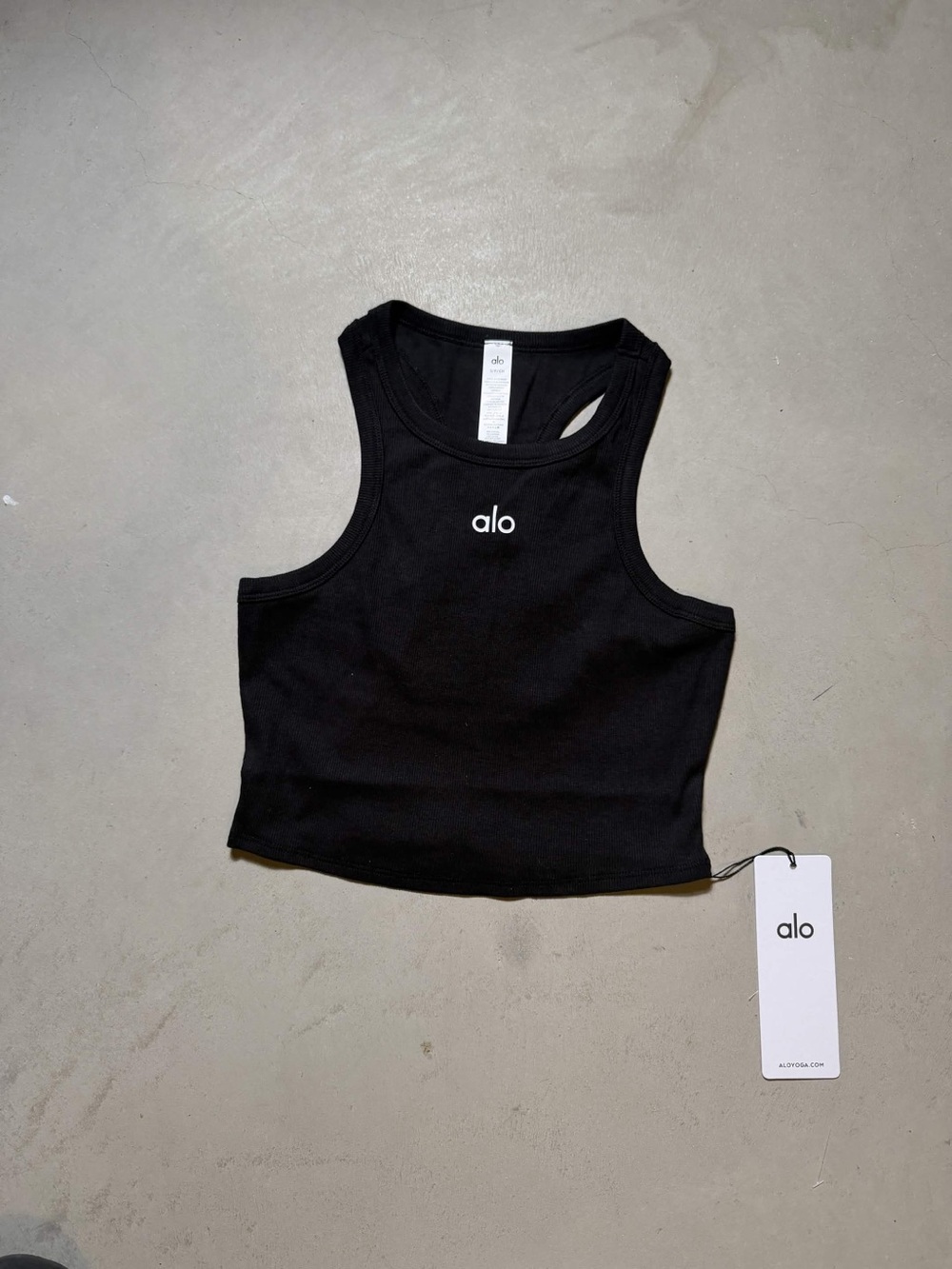 ALO Yoga Black Ribbed Cropped Tank Top